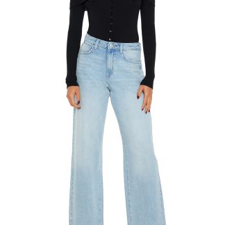Light blue washed high-waist wide-leg jeans