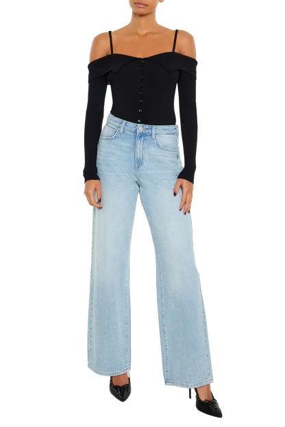 Light blue washed high-waist wide-leg jeans