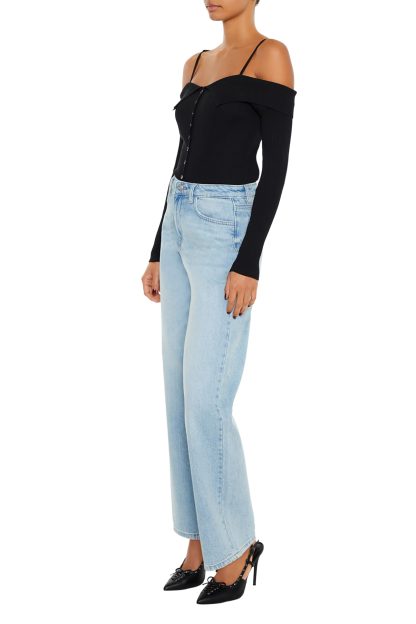 Light blue washed high-waist wide-leg jeans - Image 3