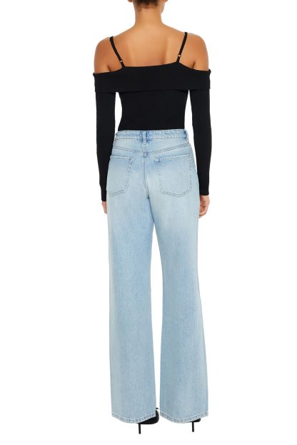 Light blue washed high-waist wide-leg jeans - Image 2