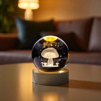 Inner-carved crystal mushroom night light ornament