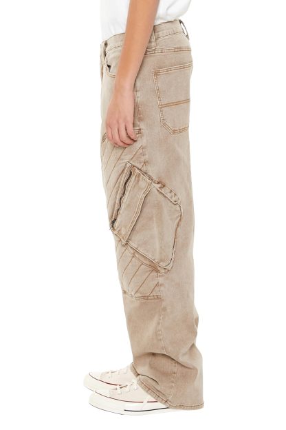 Khaki Workwear Paneled Jeans - Image 6