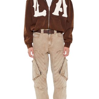 Khaki Workwear Paneled Jeans
