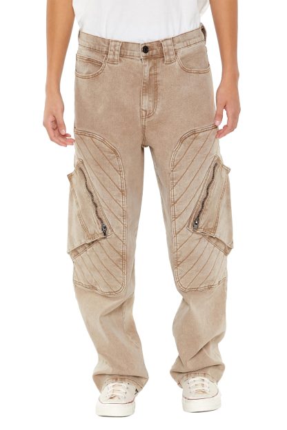Khaki Workwear Paneled Jeans - Image 4