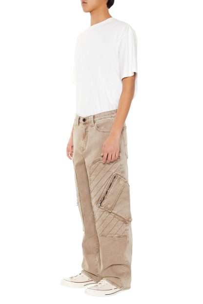 Khaki Workwear Paneled Jeans - Image 3
