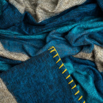 Sea Mist Vibrant Yellow Stitching Blended Blanket - Image 11