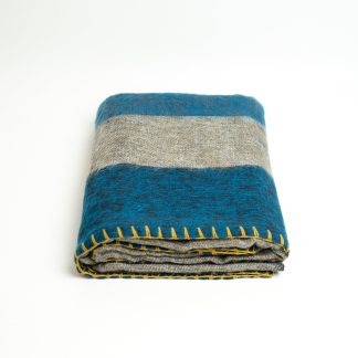 Sea Mist Vibrant Yellow Stitching Blended Blanket