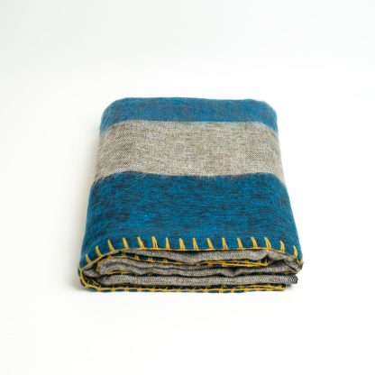 Sea Mist Vibrant Yellow Stitching Blended Blanket