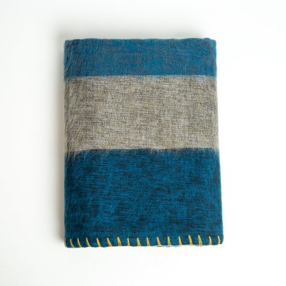 Sea Mist Vibrant Yellow Stitching Blended Blanket - Image 6