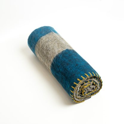 Sea Mist Vibrant Yellow Stitching Blended Blanket - Image 5