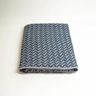 Marine Herringbone Wool Blend Throw Blanket