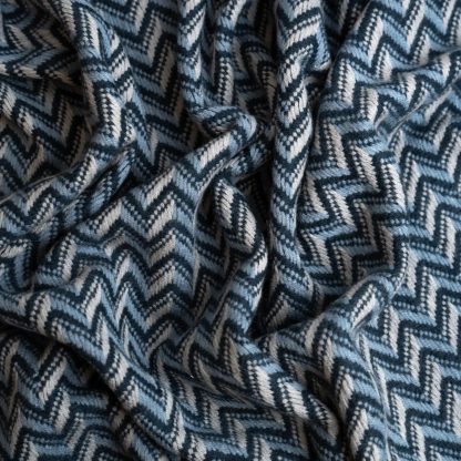 Marine Herringbone Wool Blend Throw Blanket - Image 2
