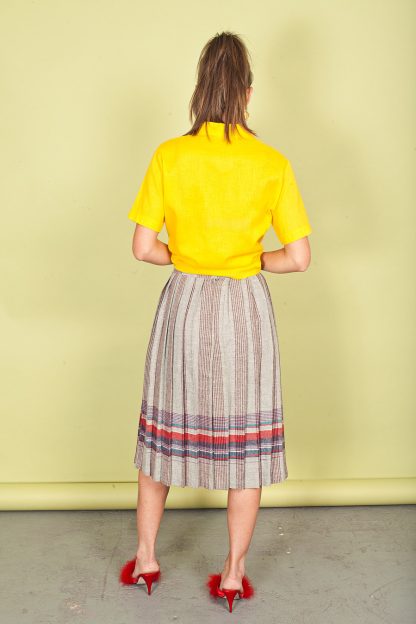 Plaid colorblock pleated high-waist midi skirt - Image 8