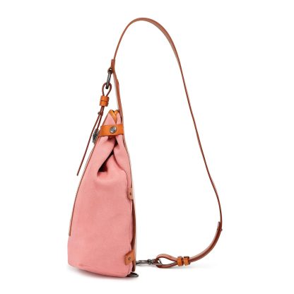 Pink canvas and leather shoulder bag - Image 7