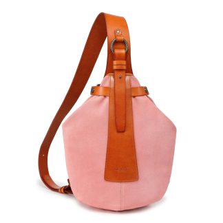 Pink canvas and leather shoulder bag