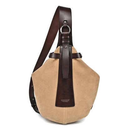 Pink canvas and leather shoulder bag - Image 4