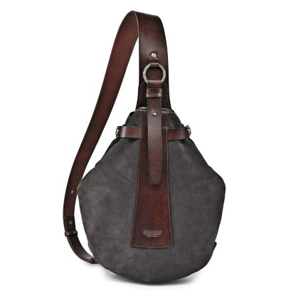 Pink canvas and leather shoulder bag - Image 3