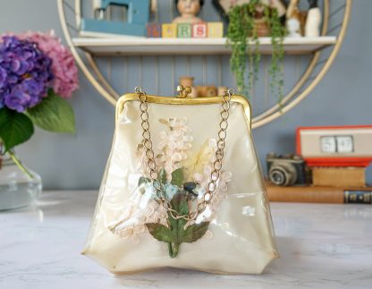 Retro 3D Floral Transparent PVC Chain Bag