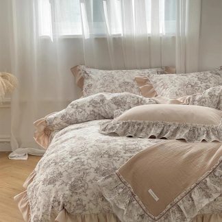 French retro floral ruffle bedding four-piece set