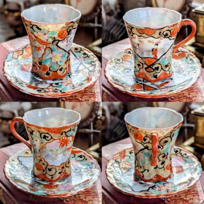 Japanese Ukiyo-e hand-painted cup and saucer set - Image 3