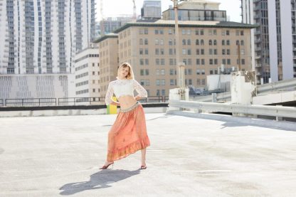 Orange-pink gradient ruffled irregular high-waist skirt - Image 6