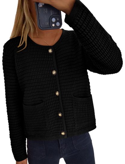 Black Chanel-style knitted cardigan