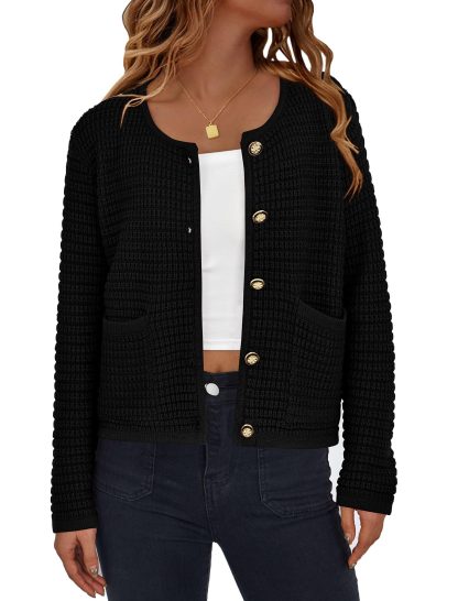 Black Chanel-style knitted cardigan - Image 4