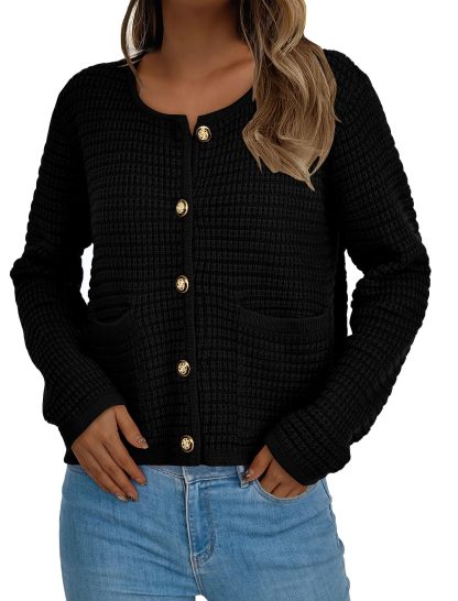 Black Chanel-style knitted cardigan - Image 3