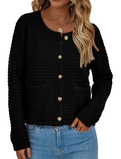 Black Chanel-style knitted cardigan - Image 2