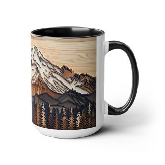 Wood grain mountain relief mug