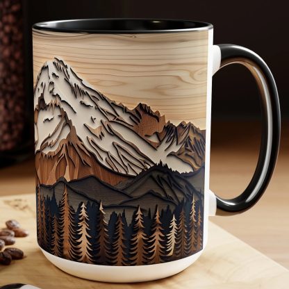 Wood grain mountain relief mug - Image 4