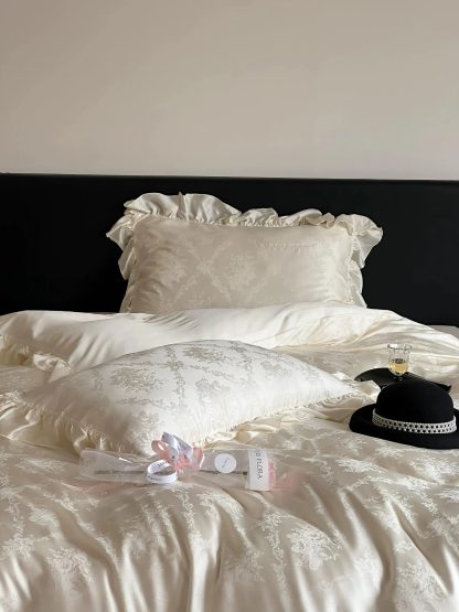 Light luxury satin jacquard ruffle bedding four-piece set - Image 5