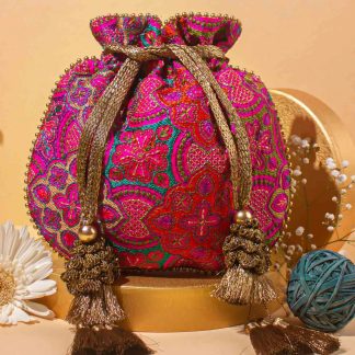 Bohemian contrast embroidered tassel bag