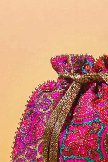 Bohemian contrast embroidered tassel bag - Image 2