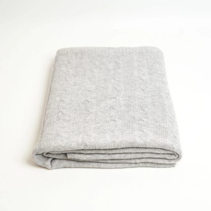 Light grey cable knit blend throw blanket - Image 10