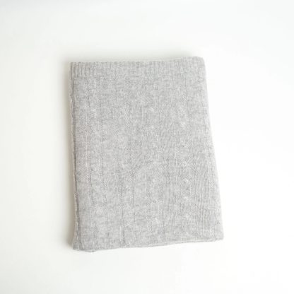 Light grey cable knit blend throw blanket - Image 8