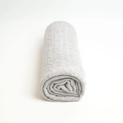 Light grey cable knit blend throw blanket - Image 7
