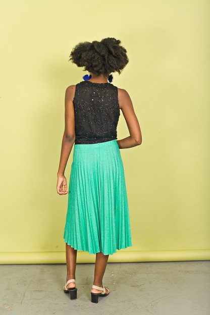 Mint green pleated midi skirt - Image 9