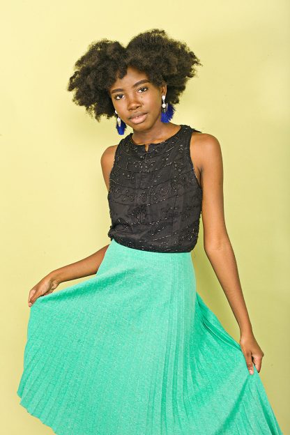 Mint green pleated midi skirt - Image 5