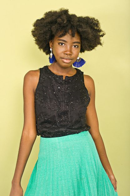 Mint green pleated midi skirt - Image 2