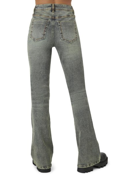 Gray-green high-waisted bootcut jeans - Image 2