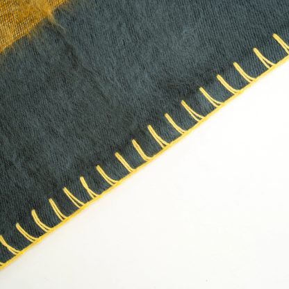 Gray, blue, and turmeric hand-stitched throw blanket - Image 5