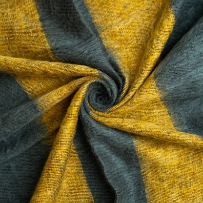 Gray, blue, and turmeric hand-stitched throw blanket - Image 4