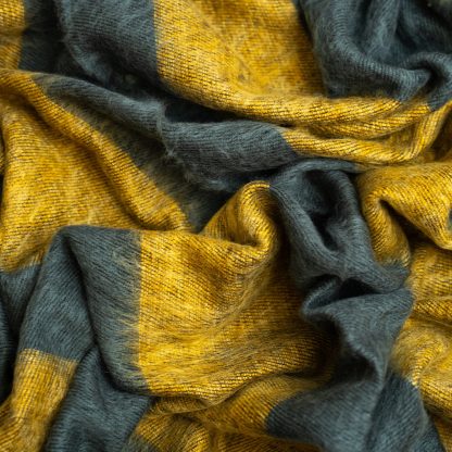 Gray, blue, and turmeric hand-stitched throw blanket - Image 3