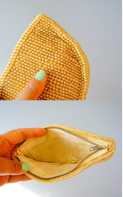 Handmade Pearl Beaded Curved Clutch - Image 7