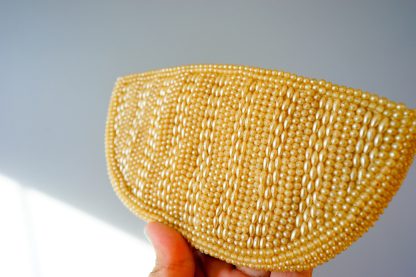 Handmade Pearl Beaded Curved Clutch - Image 3