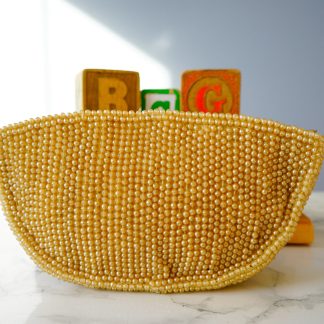 Handmade Pearl Beaded Curved Clutch