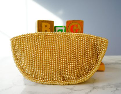 Handmade Pearl Beaded Curved Clutch