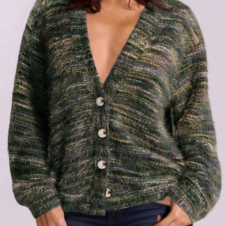 Heather Chunky Knit V-Neck Cardigan