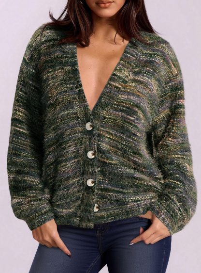 Heather Chunky Knit V-Neck Cardigan